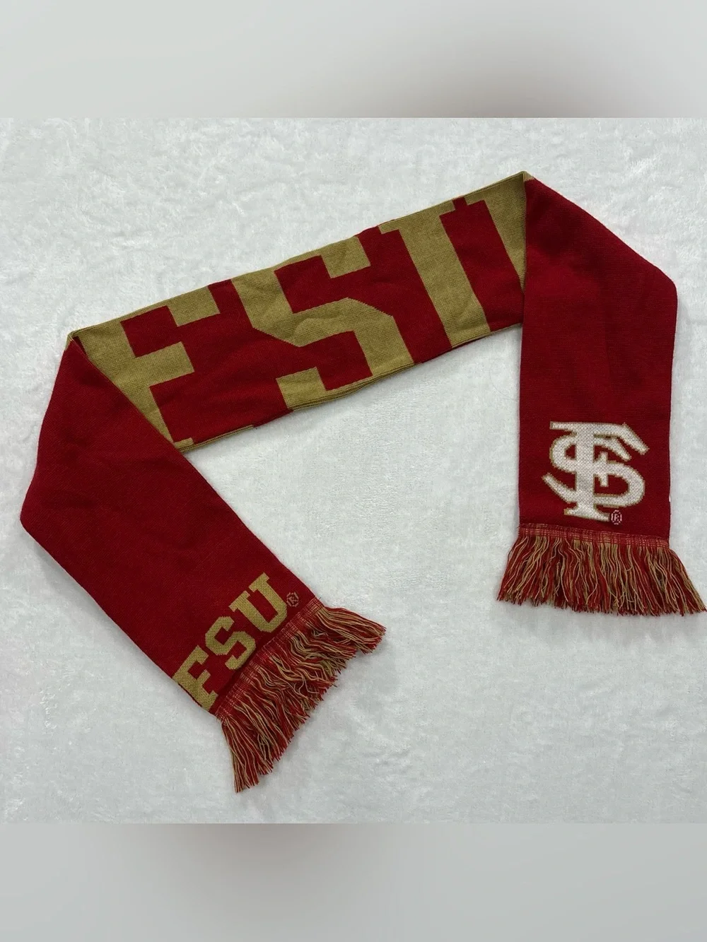 NCAA FSU Florida State University Red & Gold Scarf 62.5 in x 7 in